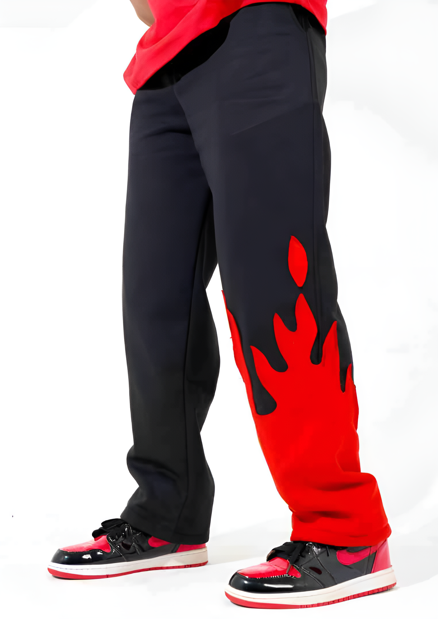 Red Fire Flame Trackpant – Unisex Baggy Streetwear by Vintage Drip