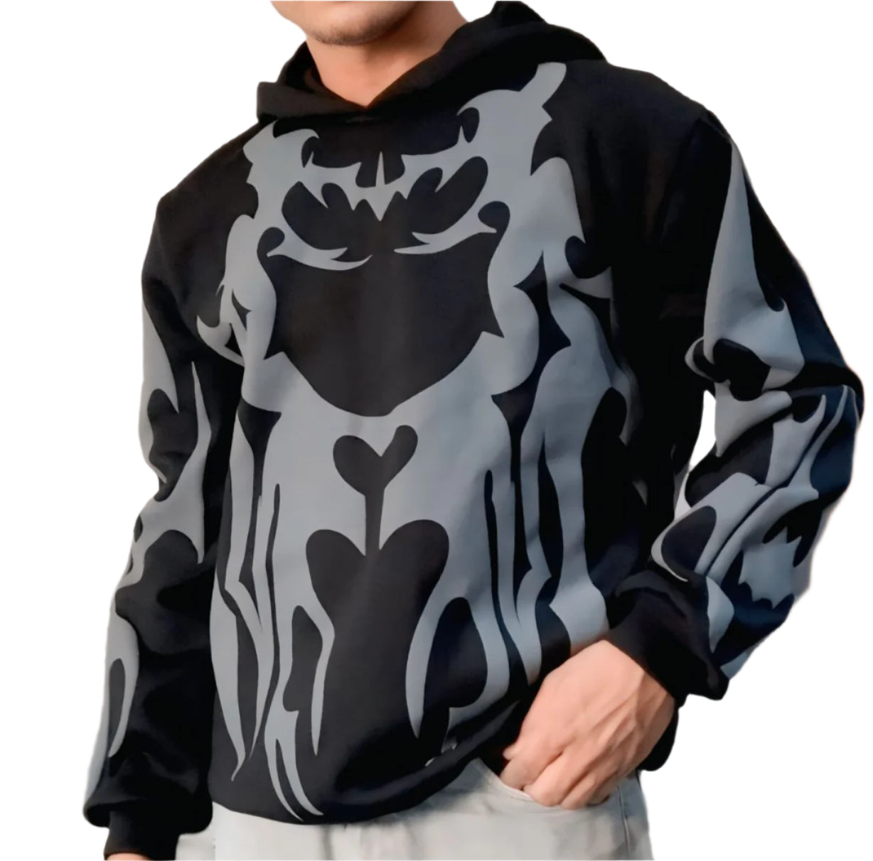 Tribal Shadow Delta Hoodie - Vintage Drip with Puff Print