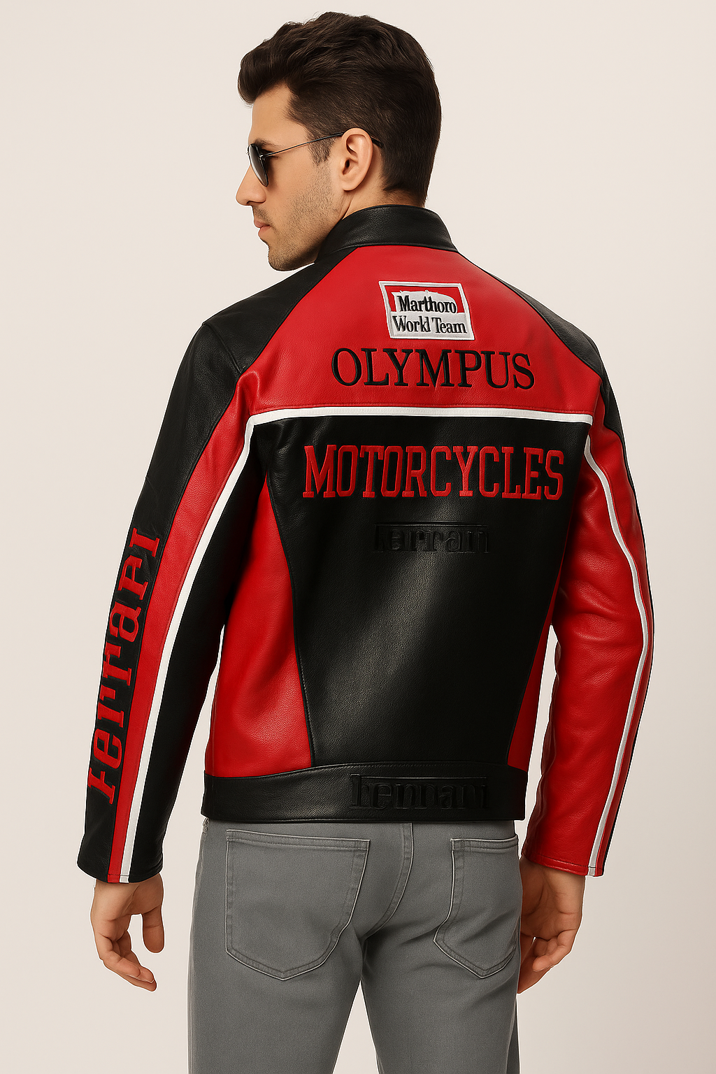 Ferrari F1 Leather Racing Jacket: Classic Motorsport Elegance