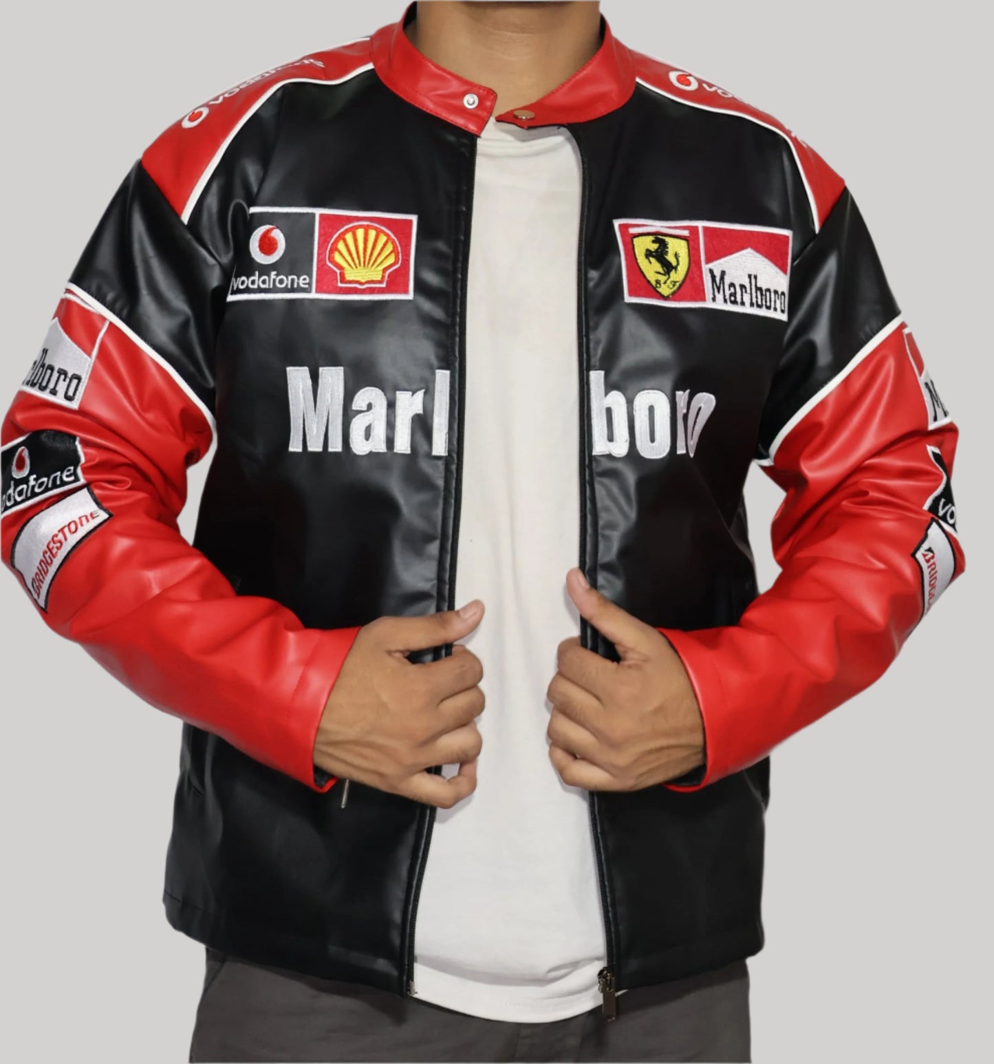 Marlboro Leather Jacket – Premium Racing-Inspired Fashion