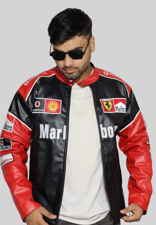 Marlboro Leather Jacket – Premium Racing-Inspired Fashion
