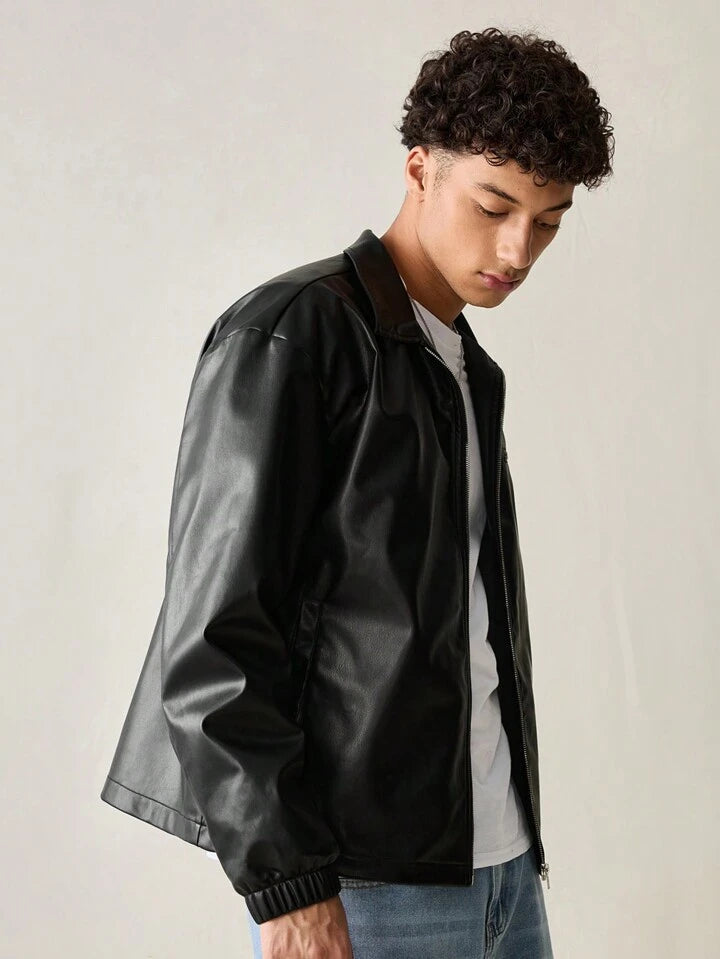 Bold Black Leather Jacket – Unisex Design by Vintage Drip
