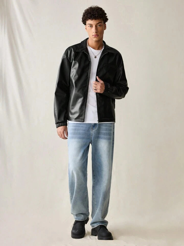 Bold Black Leather Jacket – Unisex Design by Vintage Drip