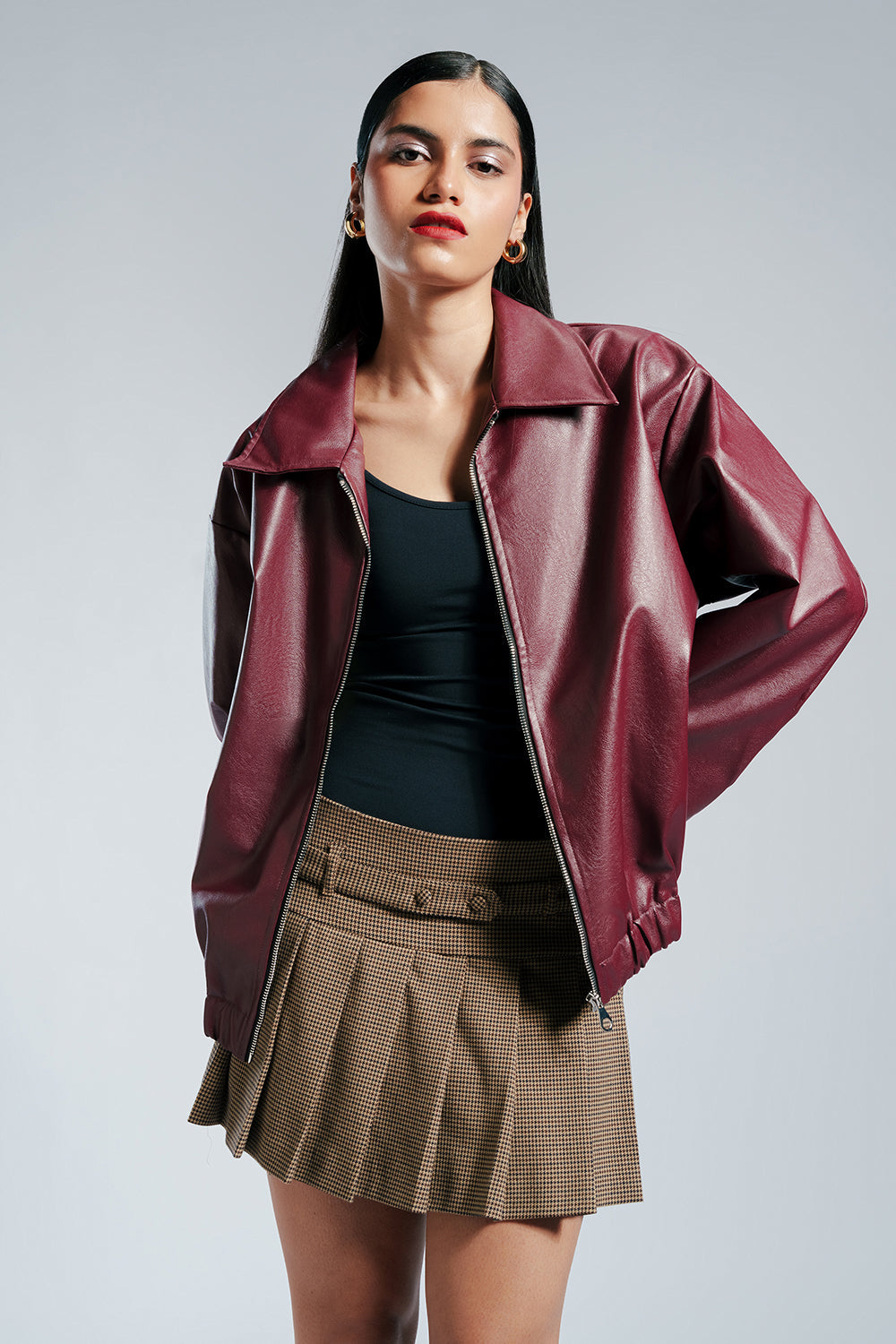 Vintage Drip Spread-Collar Leather Jacket | Handcrafted in Mumbai