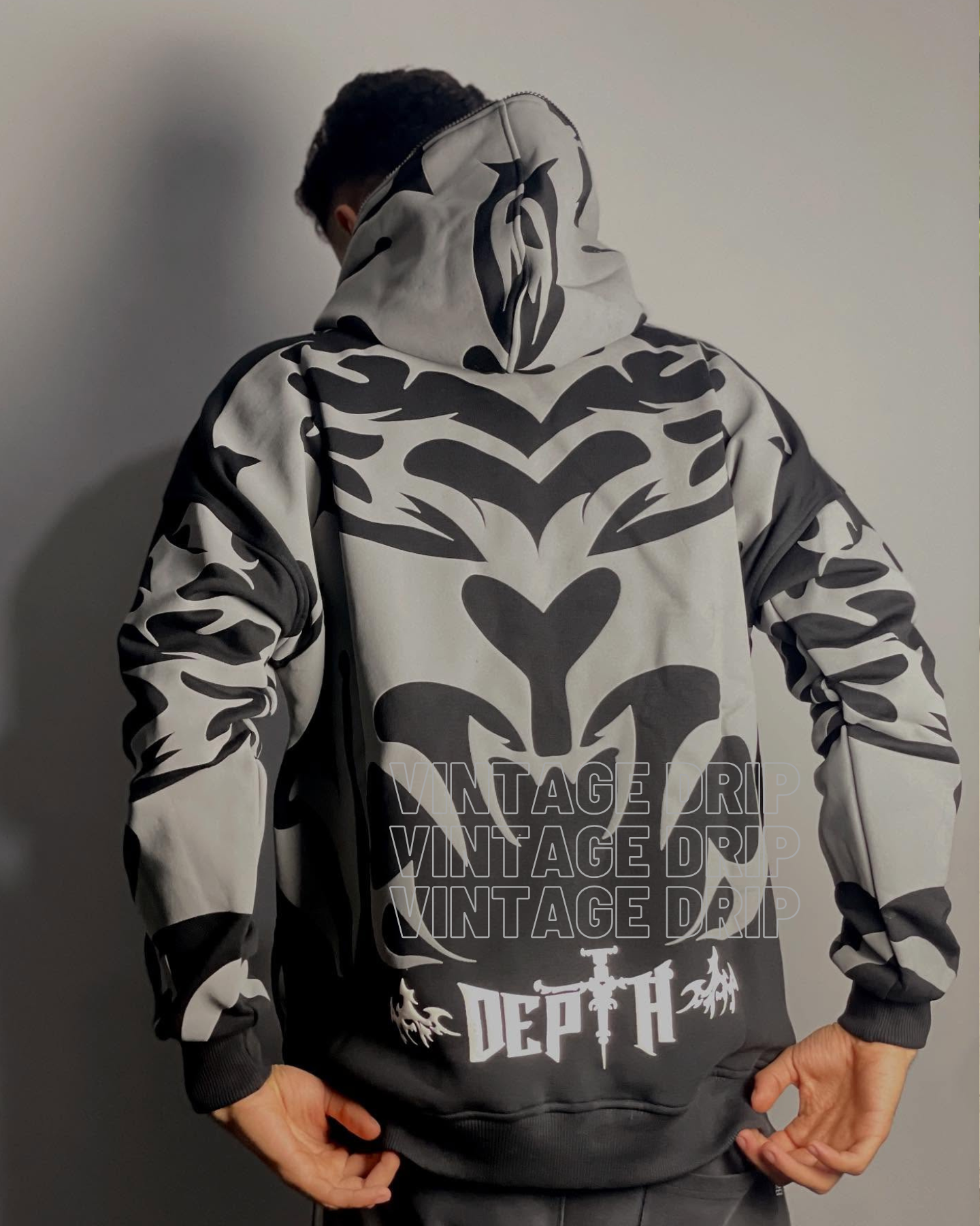 Delta Hoodie - Vintage Drip Style Puff Print