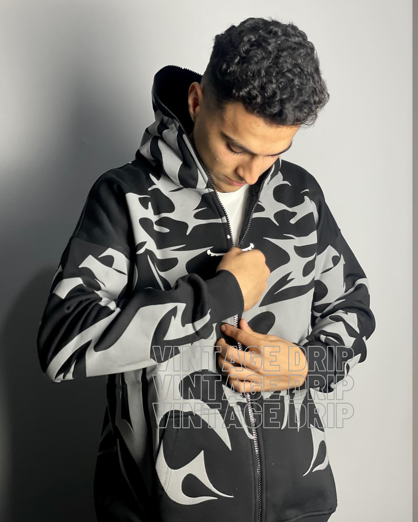 Delta Hoodie - Vintage Drip Style Puff Print