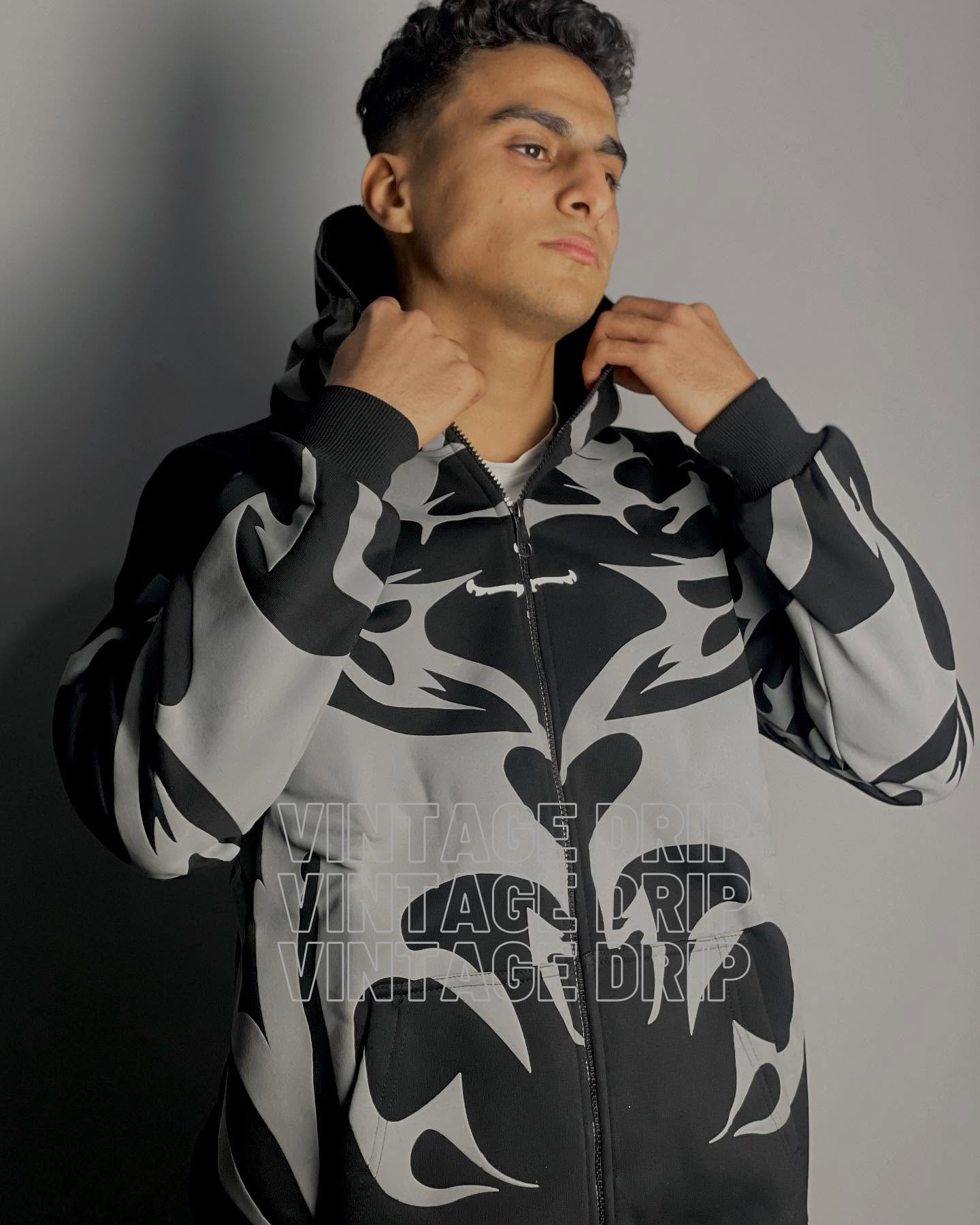 Delta Hoodie - Vintage Drip Style Puff Print