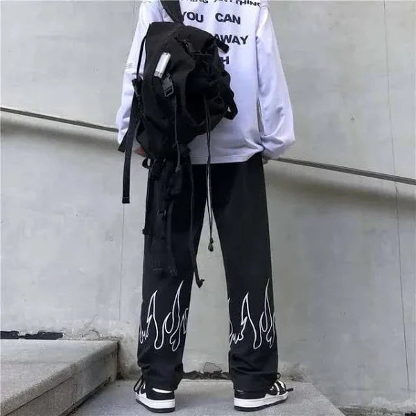 Flame Graphic Fire Baggy Trackpant – Perfect Streetwear Vibe by Vintage Drip