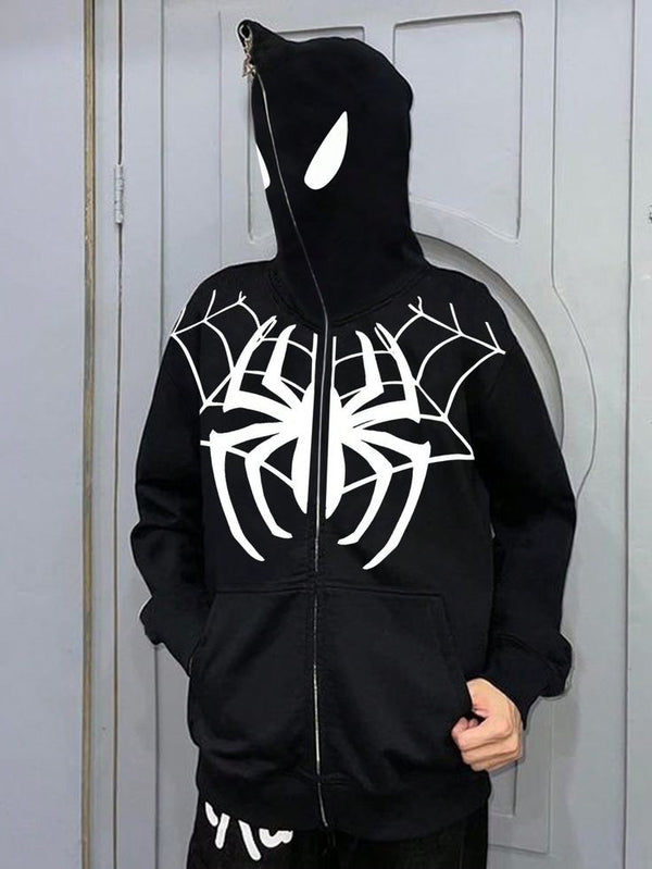 Spiderman Hoodie Spider Brand Jacket Black Marvel Spider-Man Zip