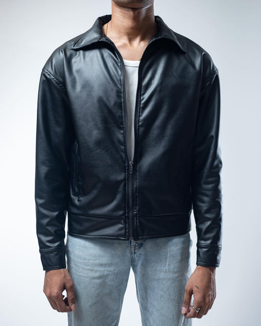 Premium Black Leather Jacket – Classic Fit