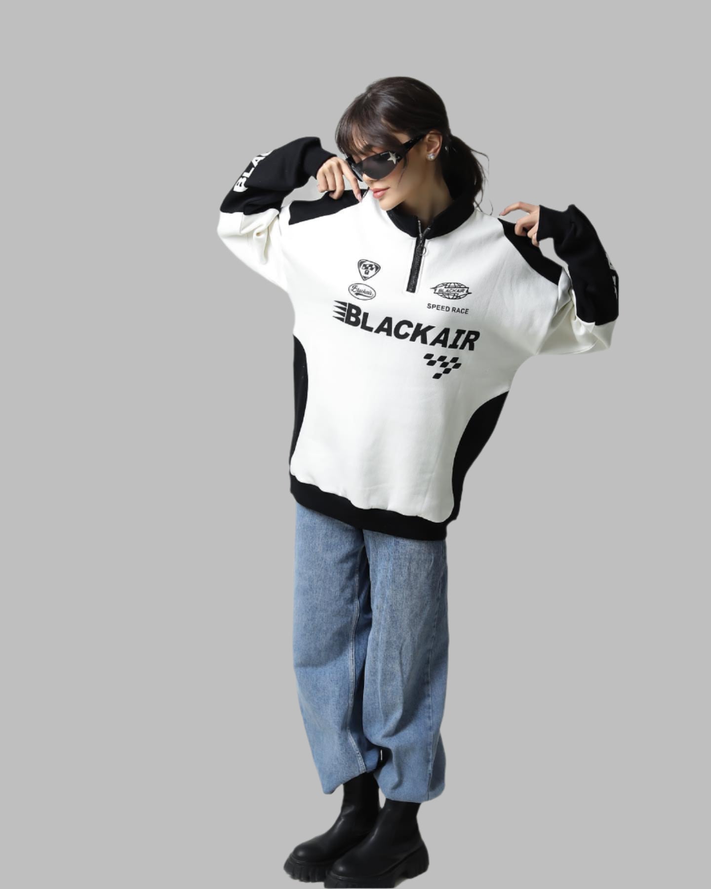 Zip Sweat Street Wear BlackAir Y2K Half Zip Sweatshirt – Iconic