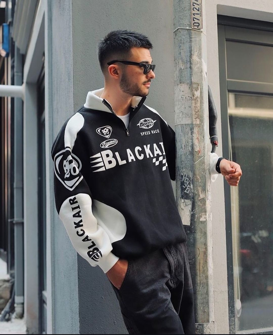 BlackAir Racer Half Zip Sweatshirt – Y2K Inspired Street Fashion