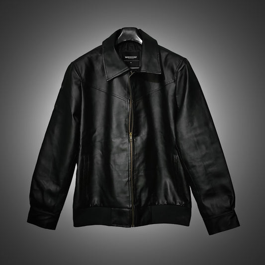 Black Leather Jacket – Classic Fit by Vintage Drip