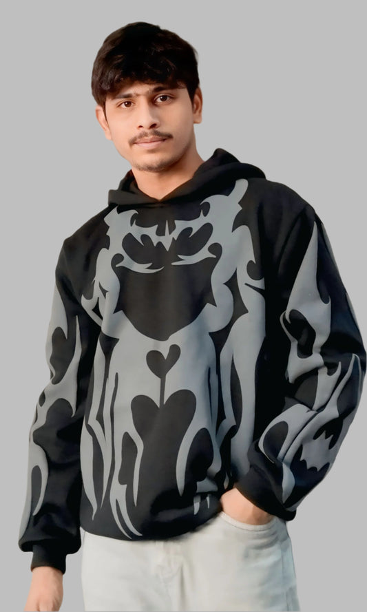 Tribal Shadow Delta Hoodie - Vintage Drip with Puff Print