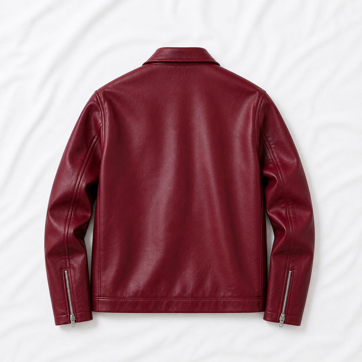 Burgundy Faux Leather Bomber Jacket – Premium Unisex Streetwear India