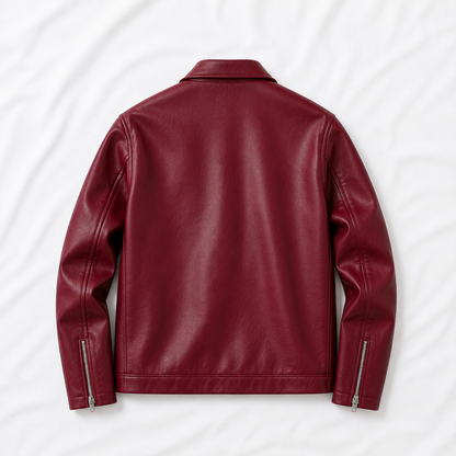 Burgundy Faux Leather Bomber Jacket – Premium Unisex Streetwear India