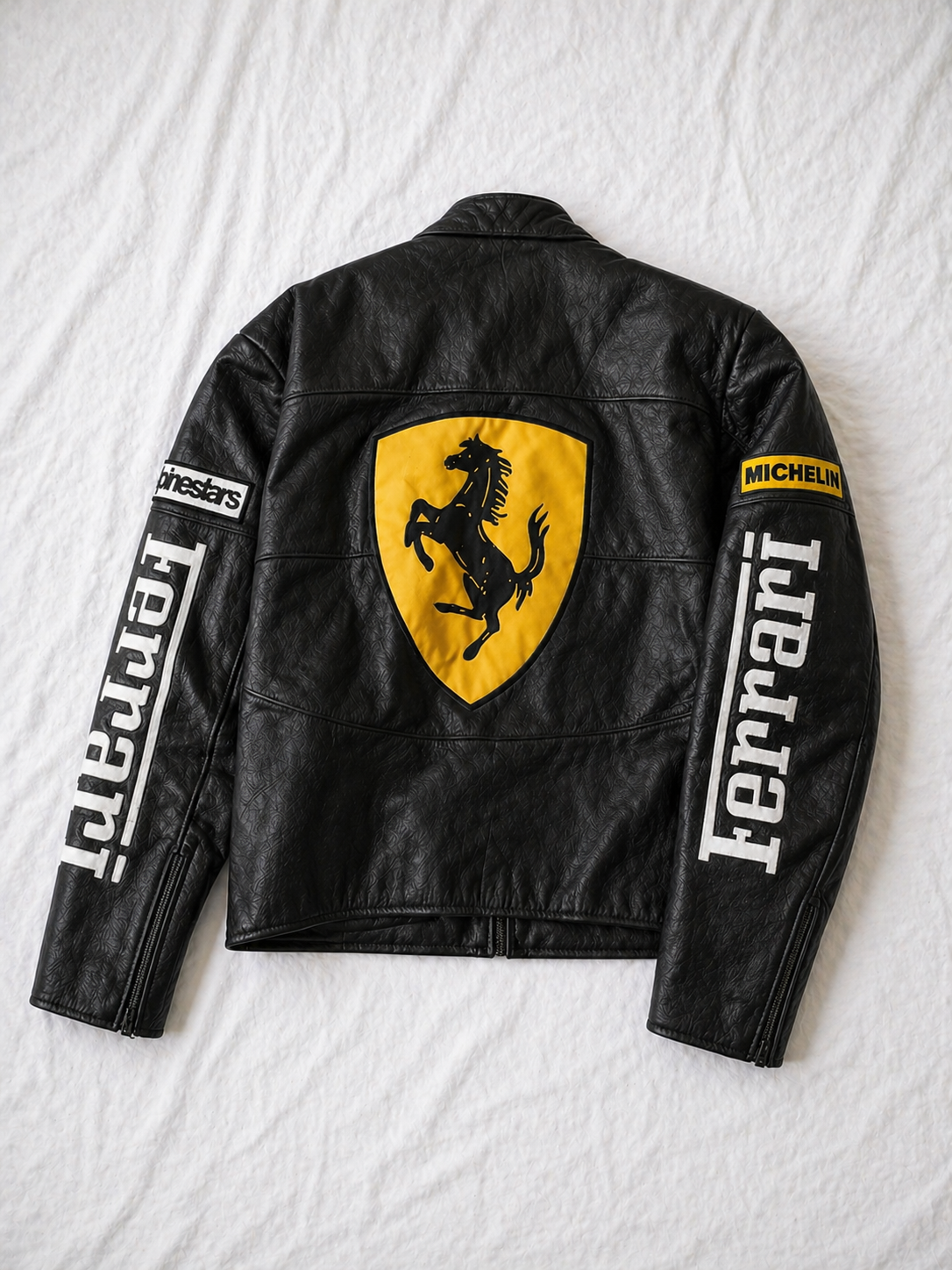 Black Ferrari Leather Racing Jacket – Trendy Streetwear