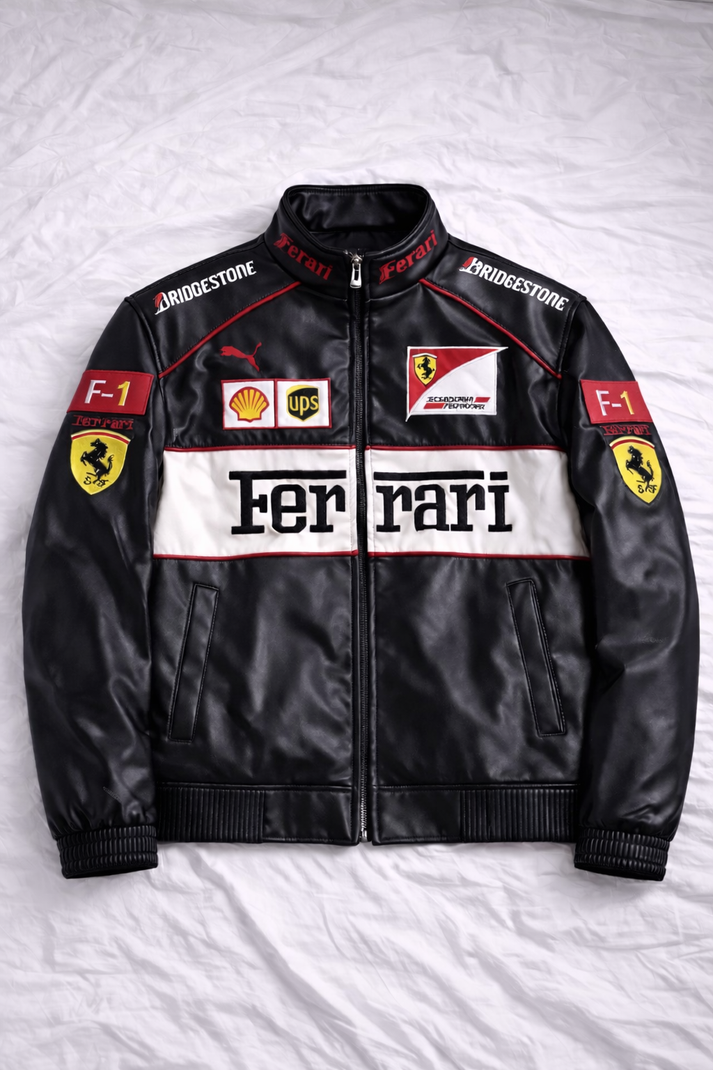 Ferrari Leather Jacket – Racing Inspired Streetwear – Vintage drip