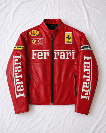 Red Ferrari Racing Jacket – Genuine Leather Streetwear India