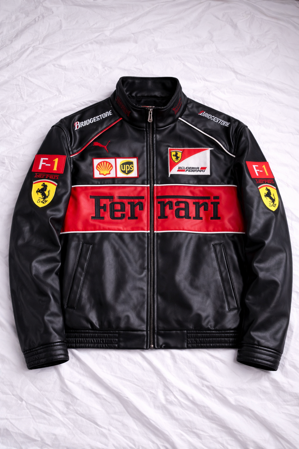 Black Ferrari Leather Jacket – Unisex Streetwear India | Vintage Drip