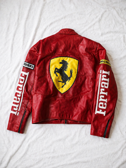 Red Ferrari Racing Jacket – Genuine Leather Streetwear India