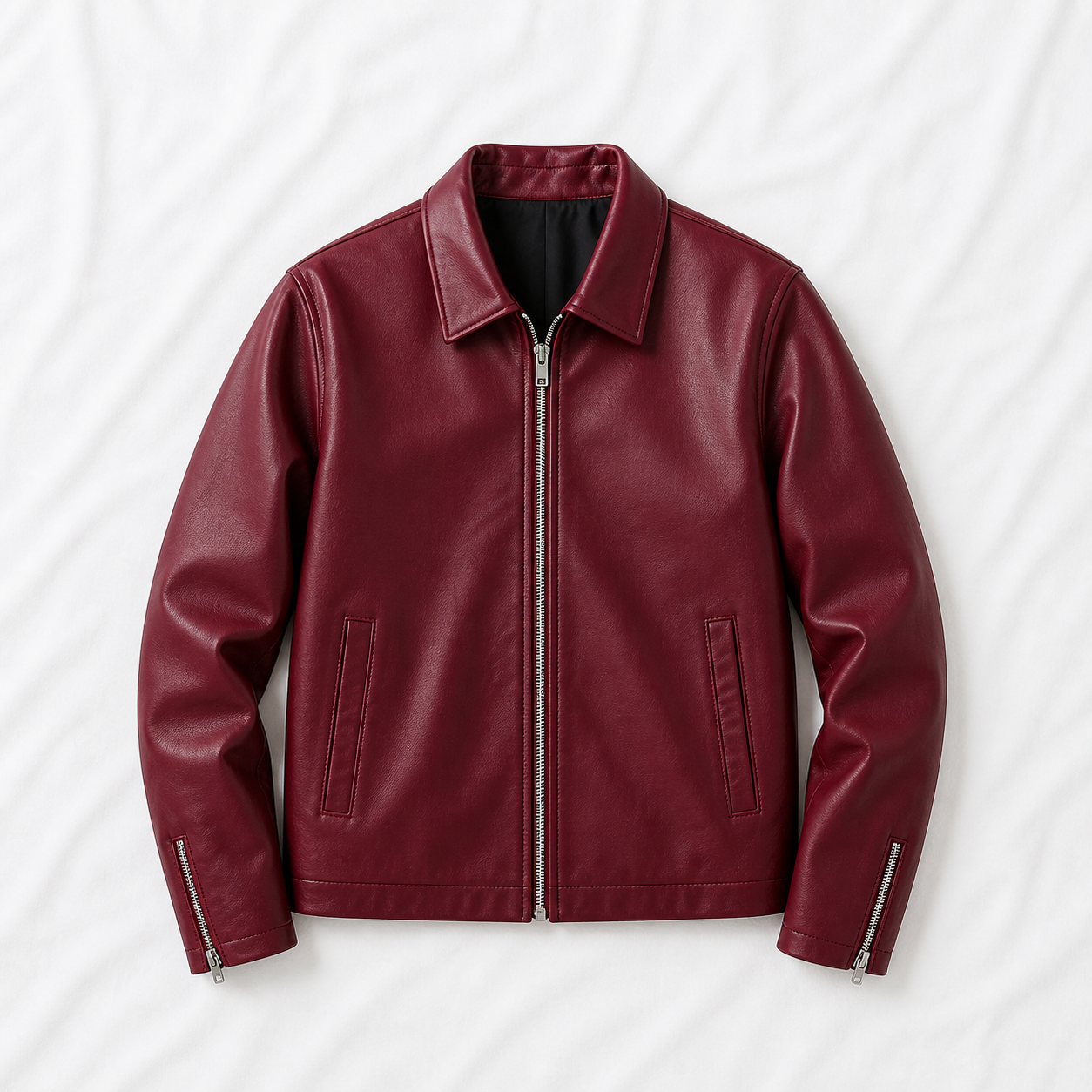 Burgundy Faux Leather Bomber Jacket – Premium Unisex Streetwear India