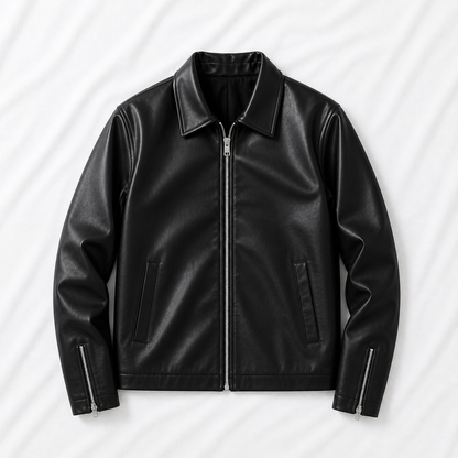 Black Boxy Cropped Jacket Unisex – Faux Leather Streetwear India | Vintage Drip