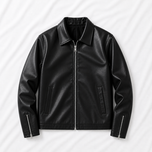 Black Boxy Cropped Jacket Unisex – Faux Leather Streetwear India | Vintage Drip