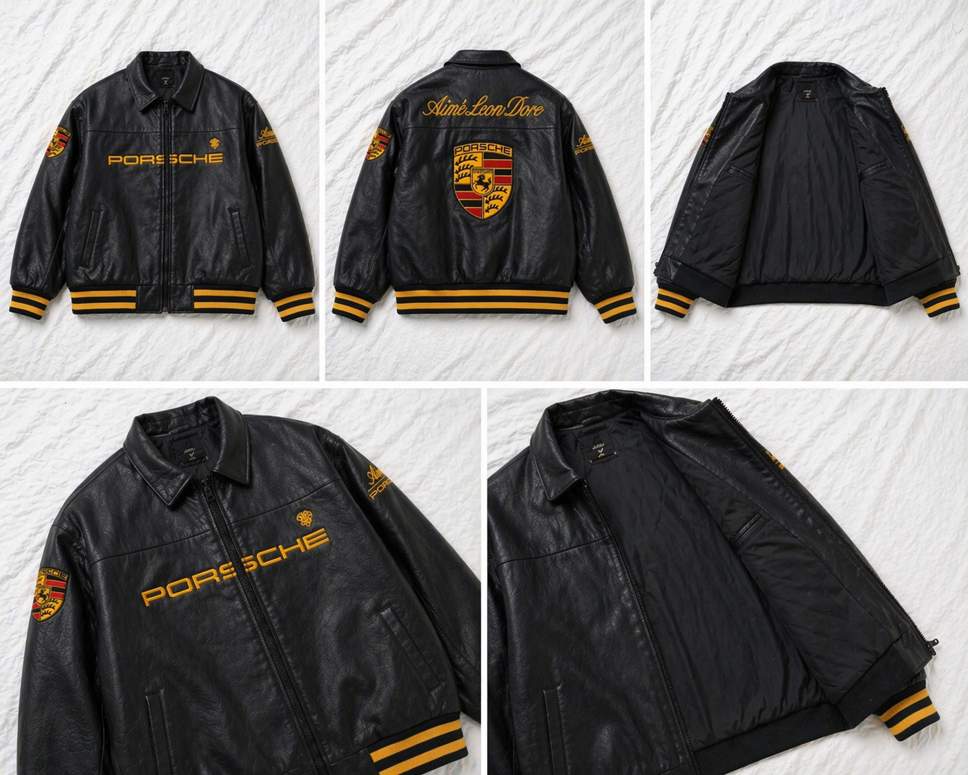 Black Porsche Leather Jacket Premium Streetwear