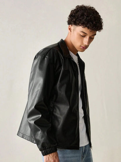 Bold Black Leather Jacket – Unisex Design by Vintage Drip