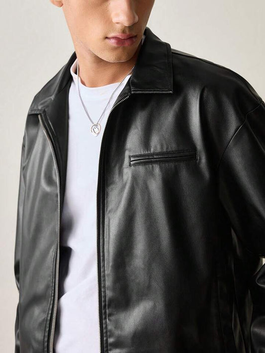 Bold Black Leather Jacket – Unisex Design by Vintage Drip