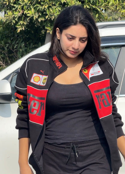 Black Ferrari F1 Jacket – Vintage Drip for True Motorsport Fans