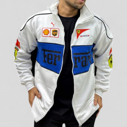 White Ferrari Racing Jacket: Where Luxury Meets Motorsport