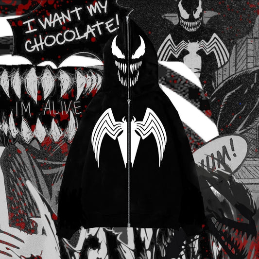 Black spiderman hoodie full zip