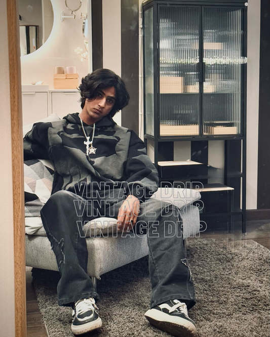 Tribal Shadow Delta Hoodie - Vintage Drip Design