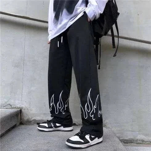 Flame Graphic Fire Baggy Trackpant – Perfect Streetwear Vibe by Vintage Drip