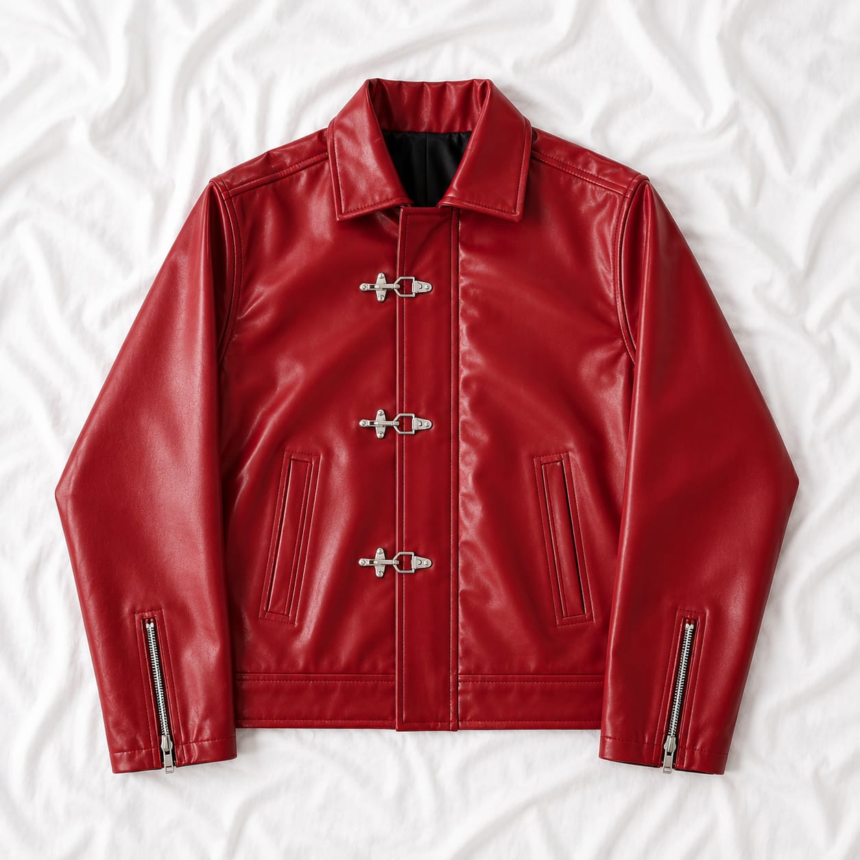 Fireman Metal Clasp Jacket | Premium Faux Leather Boxy Fit Streetwear