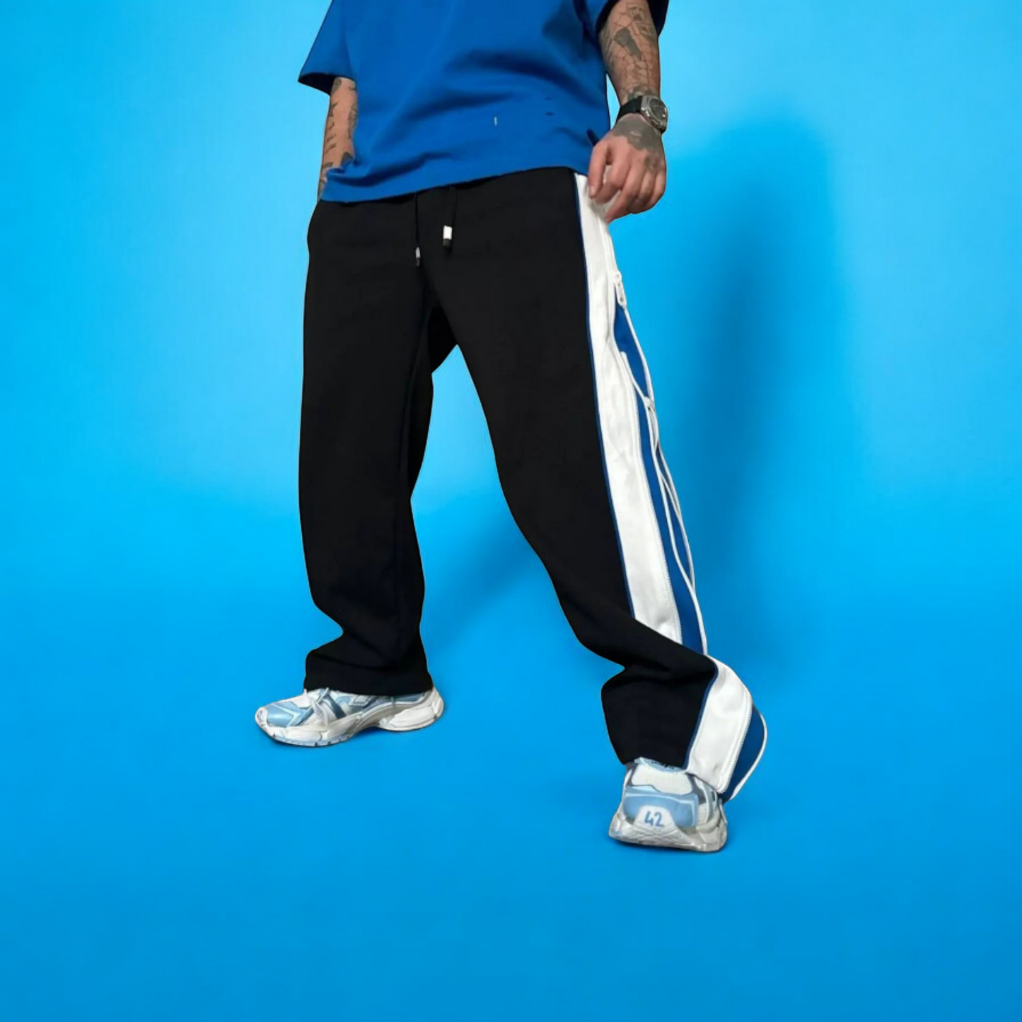 Zip Trip Baggy Track Pants – Streetwear Essentials for Men