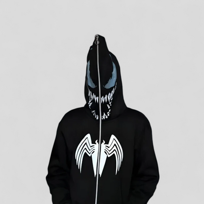 Black spiderman hoodie full zip