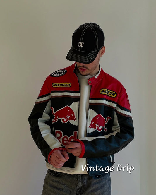 Red Bull F1 Leather Racer Jacket – Elite Motorsport Style & Premium Quality