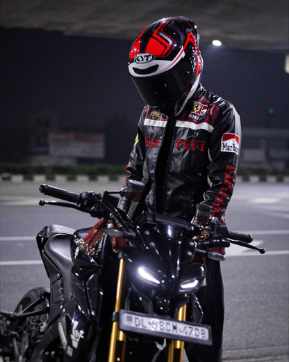 Ferrari F1 Leather Racing Jacket: Classic Motorsport Elegance
