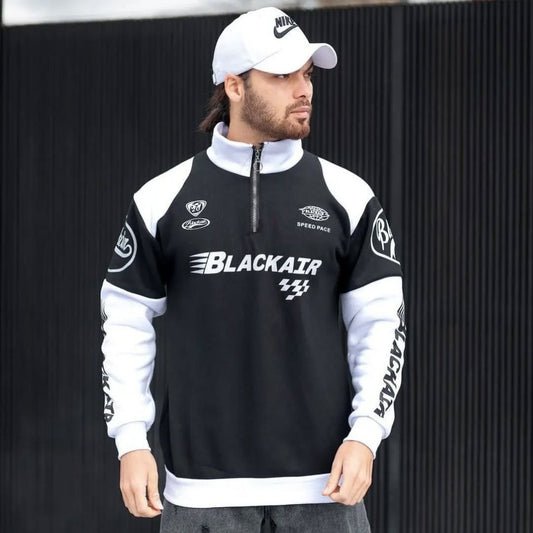 BlackAir Racer Y2K Half Zip Sweatshirt – Trendy Streetwear Fashion