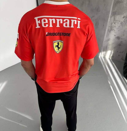 Red Ferrari F1 T-Shirt Streetwear Look And Trendy