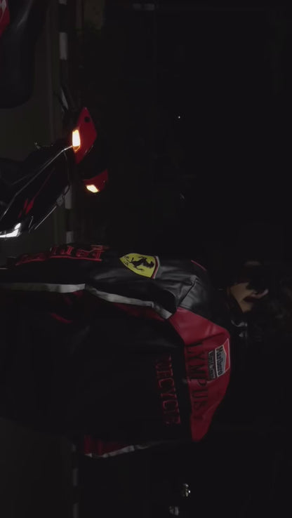 Ferrari F1 Leather Racing Jacket: Classic Motorsport Elegance