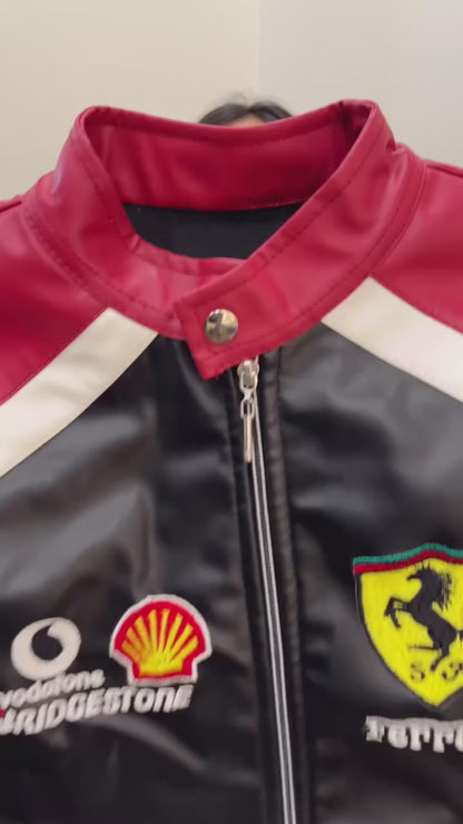 Ferrari F1 Leather Jacket in Black: Unleash Your Inner Racer