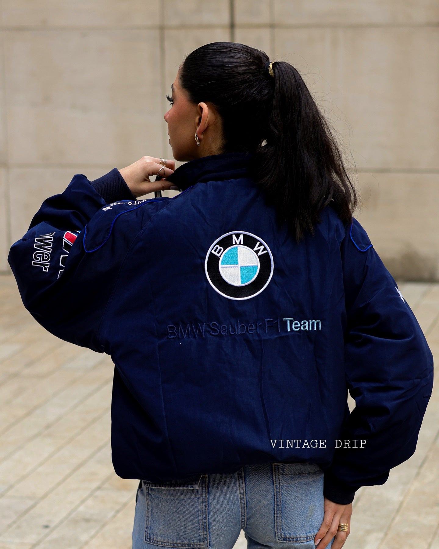 BMW F1 Vintage Racing Jacket – Embroidered Logo Design