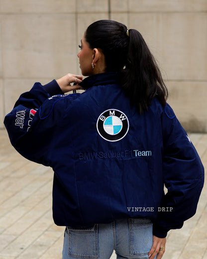 BMW F1 Vintage Racing Jacket – Embroidered Logo Design