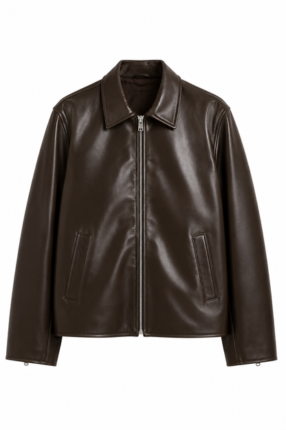 Boxy Fit Faux Leather Bomber Jacket Unisex – Vintage Drip India