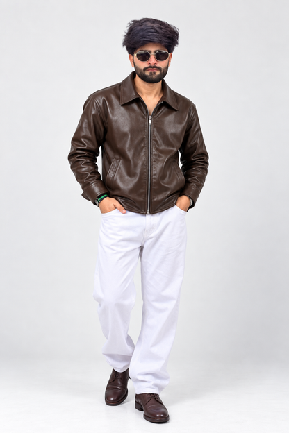 Boxy Fit Faux Leather Bomber Jacket Unisex – Vintage Drip India