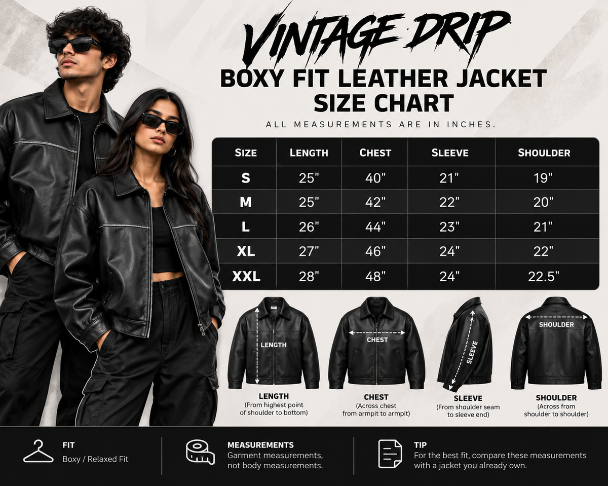 Boxy Fit Faux Leather Bomber Jacket Unisex – Vintage Drip India